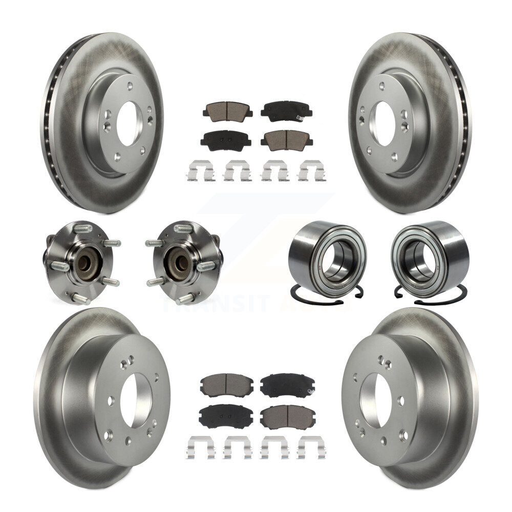Kit de plaquettes de rotor de frein enduites de roulement de moyeu avant et arrière (10 pièces) pour Kia Sou 2012 – 2013