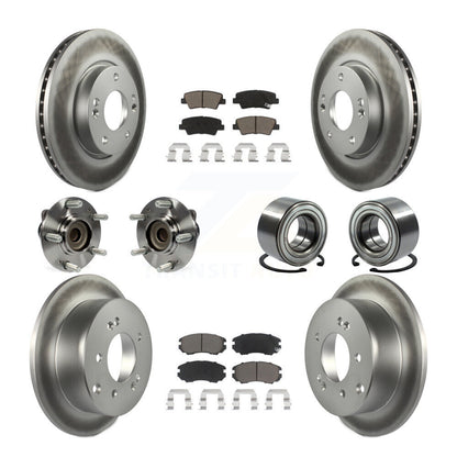 Kit de plaquettes de rotor de frein enduites de roulement de moyeu avant et arrière (10 pièces) pour Kia Sou 2012 – 2013