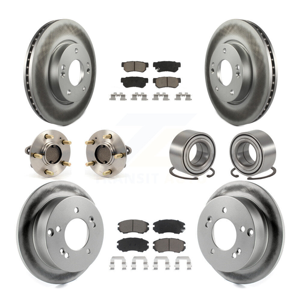 Kit de plaquettes de rotor de frein enduites de roulement de moyeu avant et arrière (10 pièces) pour Hyundai Sonata Ki