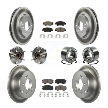 Kit de rotors et plaquettes de frein à disque revêtus de roulement de moyeu avant et arrière (10 pièces) pour Kia Sou