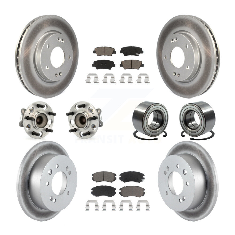 Kit de rotor et de plaquettes de frein revêtus de roulement de moyeu avant et arrière (10 pièces) pour Hyundai Elantr