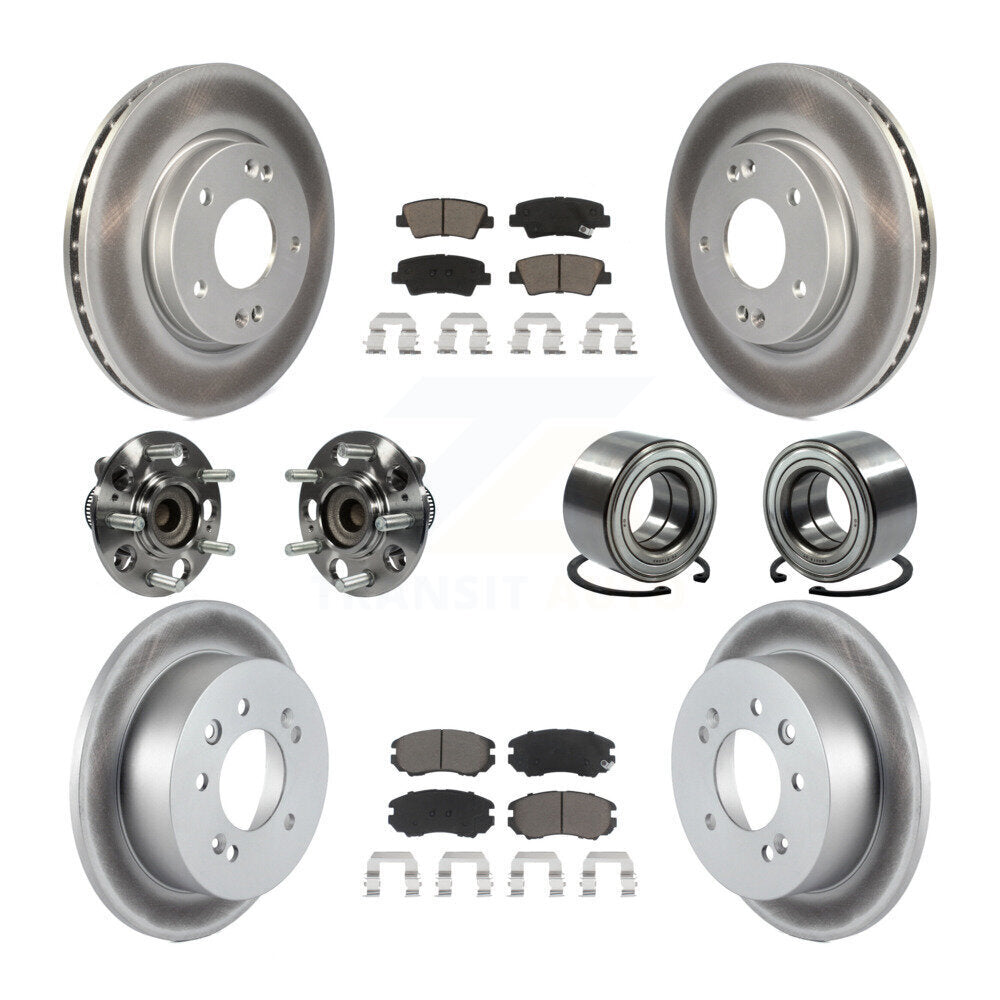 Kit de rotor et de plaquettes de frein revêtus de roulement de moyeu avant et arrière (10 pièces) pour Hyundai Elantr