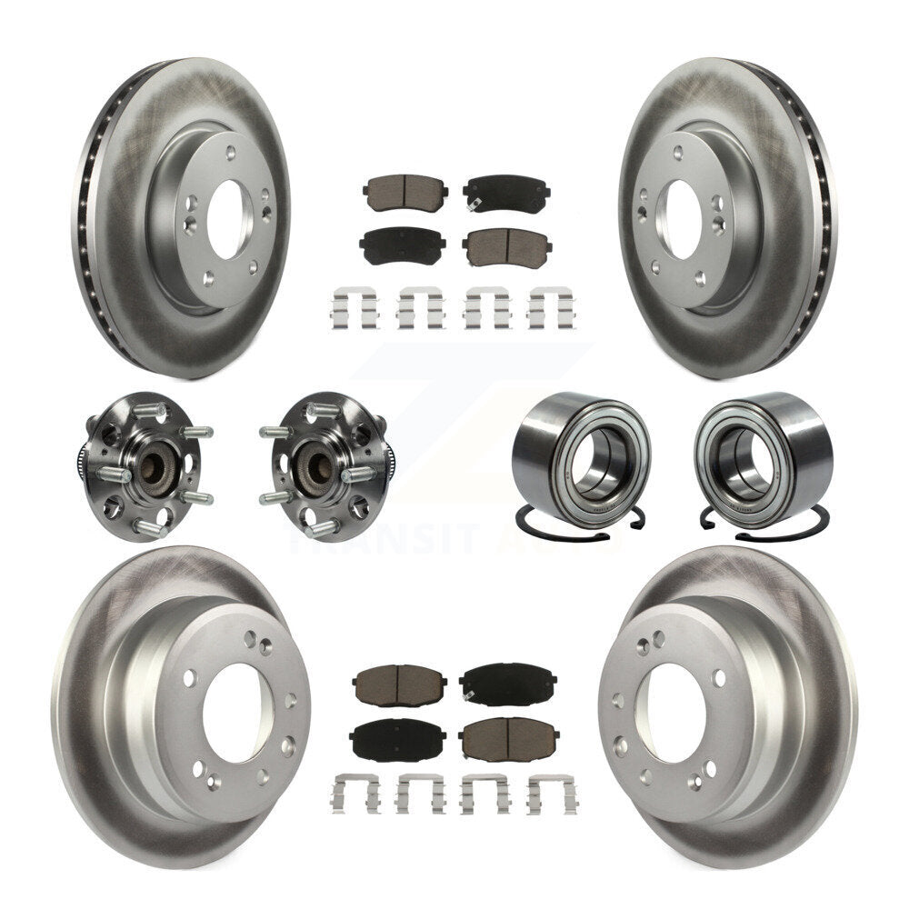 Kit de rotor et de plaquettes de frein revêtus de roulement de moyeu avant et arrière (10 pièces) pour Hyundai Elantr