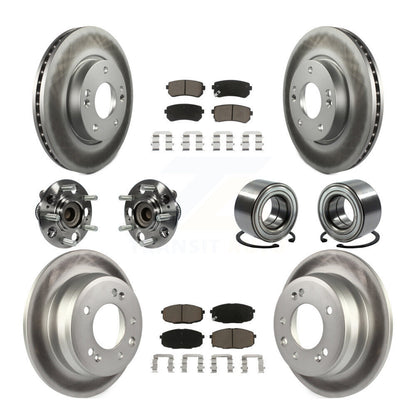 Kit de rotor et de plaquettes de frein revêtus de roulement de moyeu avant et arrière (10 pièces) pour Hyundai Elantr