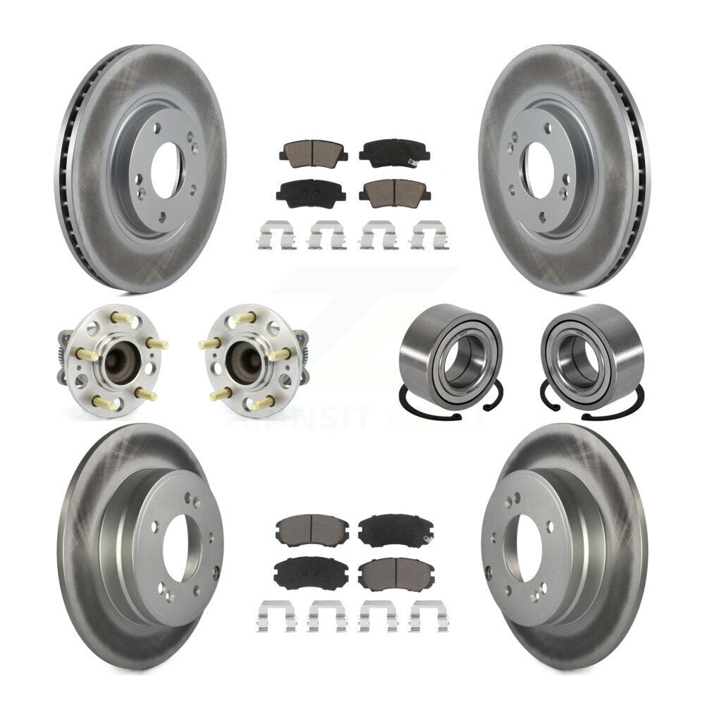 Kit de plaquettes de rotor de frein enduites de roulement de moyeu avant et arrière (10 pièces) pour Hyundai Azer 2011