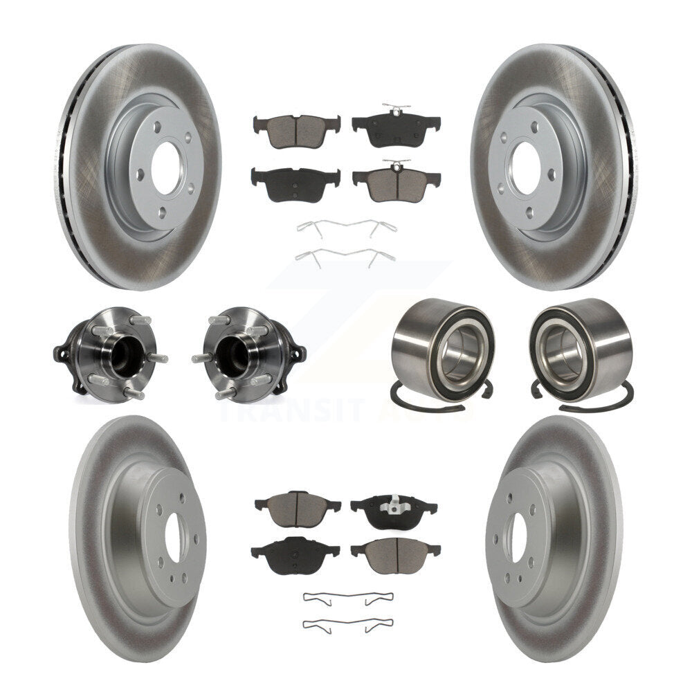 Kit de rotors et plaquettes de frein à disque revêtus de roulement de moyeu avant et arrière (10 pièces) pour Ford Escap