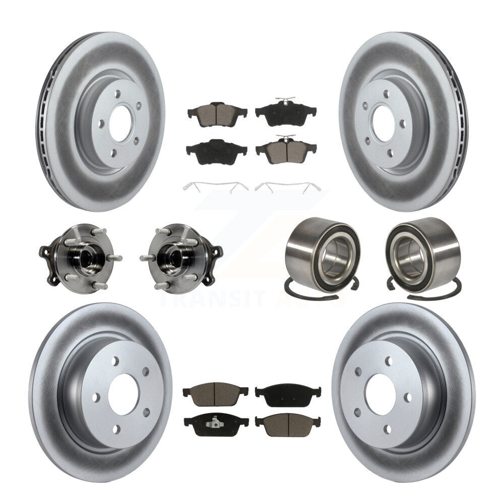 Kit de rotors et plaquettes de frein à disque revêtus de roulement de moyeu avant et arrière (10 pièces) pour Ford Escap