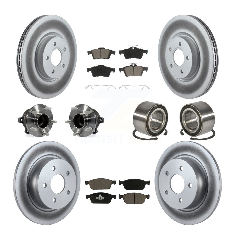 Kit de rotors et plaquettes de frein à disque revêtus de roulement de moyeu avant et arrière (10 pièces) pour Ford Escap