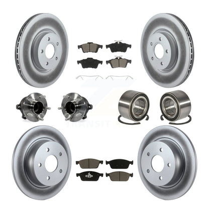 Kit de rotors et plaquettes de frein à disque revêtus de roulement de moyeu avant et arrière (10 pièces) pour Ford Escap
