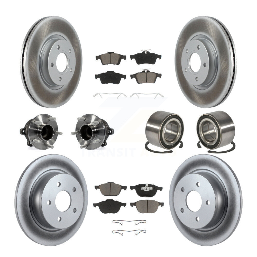 Kit de rotor et de plaquettes de frein revêtus de roulement de moyeu avant et arrière (10 pièces) pour Ford Escape c-ma