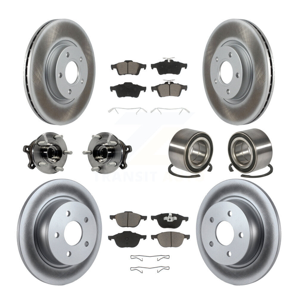 Kit de rotors et plaquettes de frein à disque revêtus de roulement de moyeu avant et arrière (10 pièces) pour Ford Escap