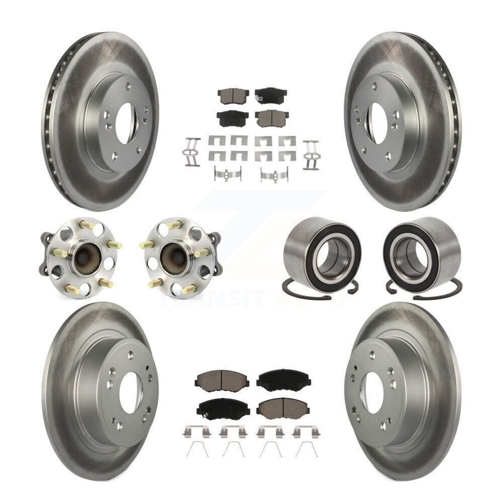 Kit de rotor et de plaquettes de frein à disque revêtus de roulement de moyeu avant et arrière (10 pièces) pour Honda Accor