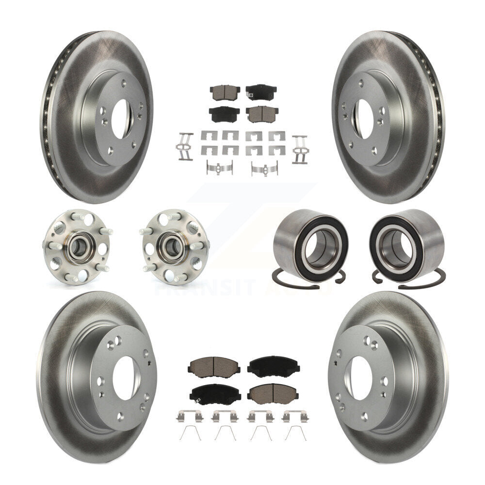 Kit de rotor et de plaquettes de frein à disque revêtus de roulement de moyeu avant et arrière (10 pièces) pour Honda Accor