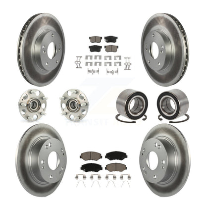 Kit de rotor et de plaquettes de frein à disque revêtus de roulement de moyeu avant et arrière (10 pièces) pour Honda Accor