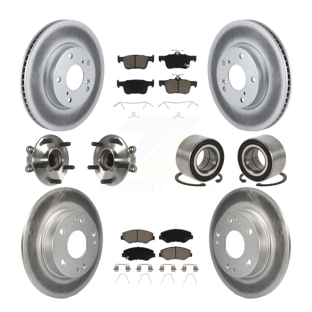 Kit de rotors et plaquettes de frein à disque revêtus de roulement de moyeu avant et arrière (10 pièces) pour Honda Civi