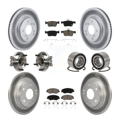 Kit de rotors et plaquettes de frein à disque revêtus de roulement de moyeu avant et arrière (10 pièces) pour Honda Civi