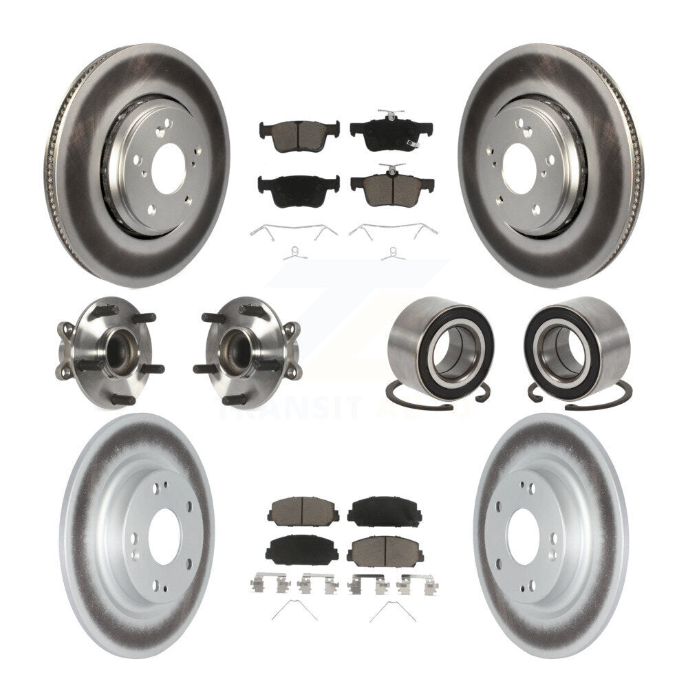 Kit de rotors et plaquettes de frein à disque revêtus de roulement de moyeu avant et arrière (10 pièces) pour Honda Civi
