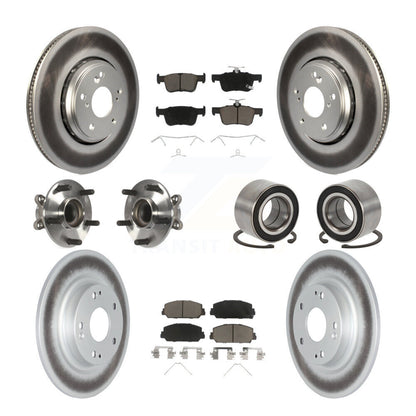 Kit de rotors et plaquettes de frein à disque revêtus de roulement de moyeu avant et arrière (10 pièces) pour Honda Civi