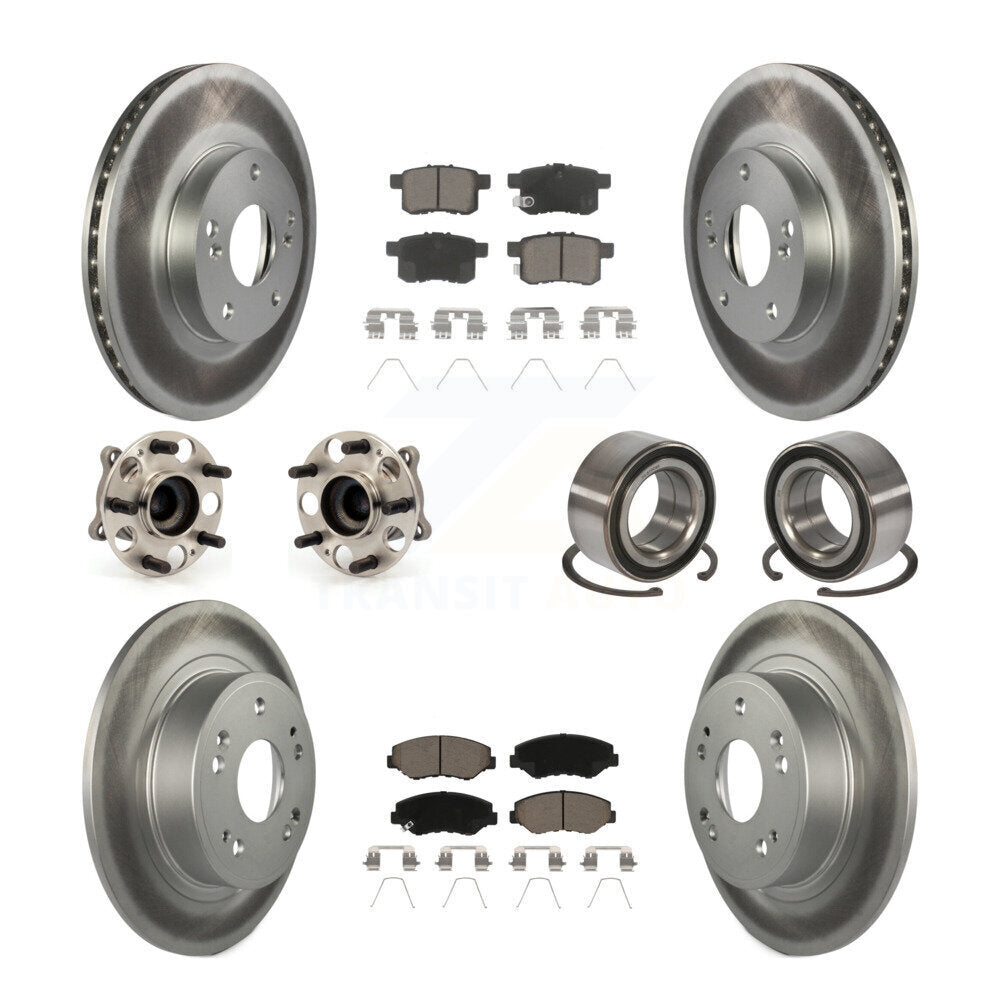 Kit de rotor et de plaquettes de frein à disque revêtus de roulement de moyeu avant et arrière (10 pièces) pour Honda Accor