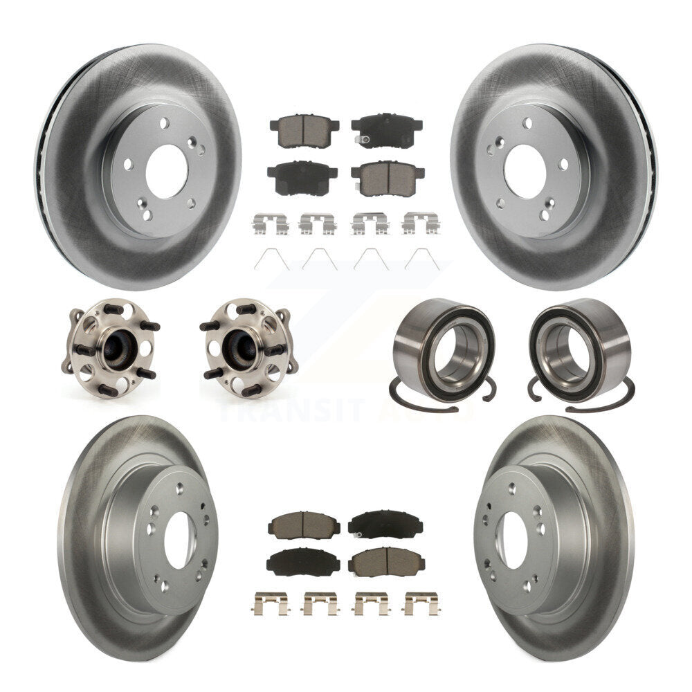 Kit de plaquettes de rotor de frein enduites de roulement de moyeu avant et arrière (10 pièces) pour Honda Accord Acur