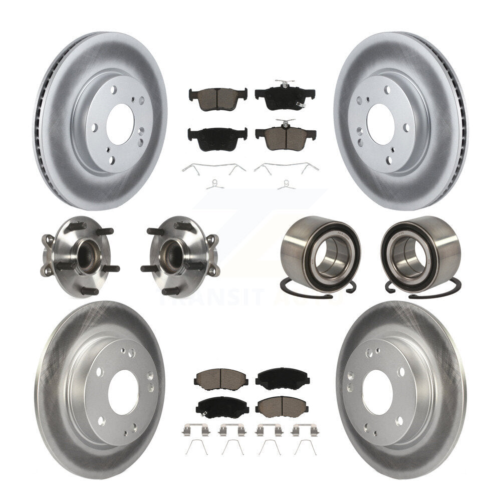 Kit de rotors et plaquettes de frein à disque revêtus de roulement de moyeu avant et arrière (10 pièces) pour Honda Civi