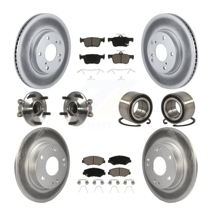 Kit de rotors et plaquettes de frein à disque revêtus de roulement de moyeu avant et arrière (10 pièces) pour Honda Civi