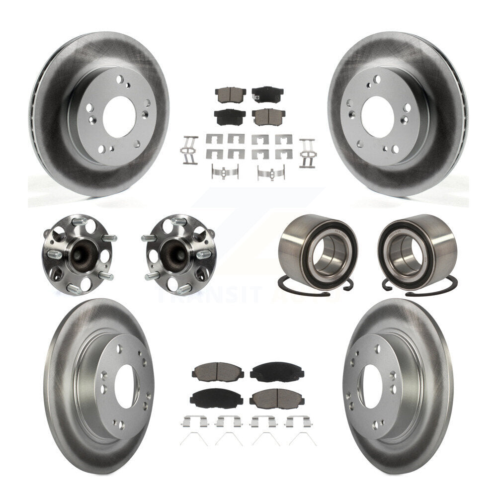 Kit de rotors et plaquettes de frein à disque revêtus de roulement de moyeu avant et arrière (10 pièces) pour Honda Civi
