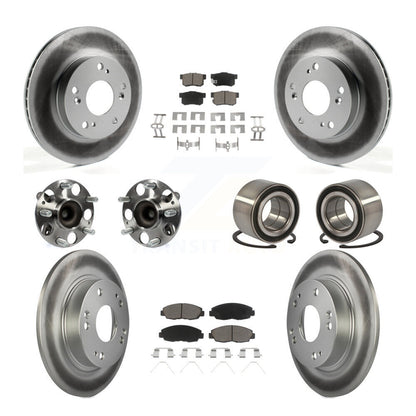Kit de rotors et plaquettes de frein à disque revêtus de roulement de moyeu avant et arrière (10 pièces) pour Honda Civi
