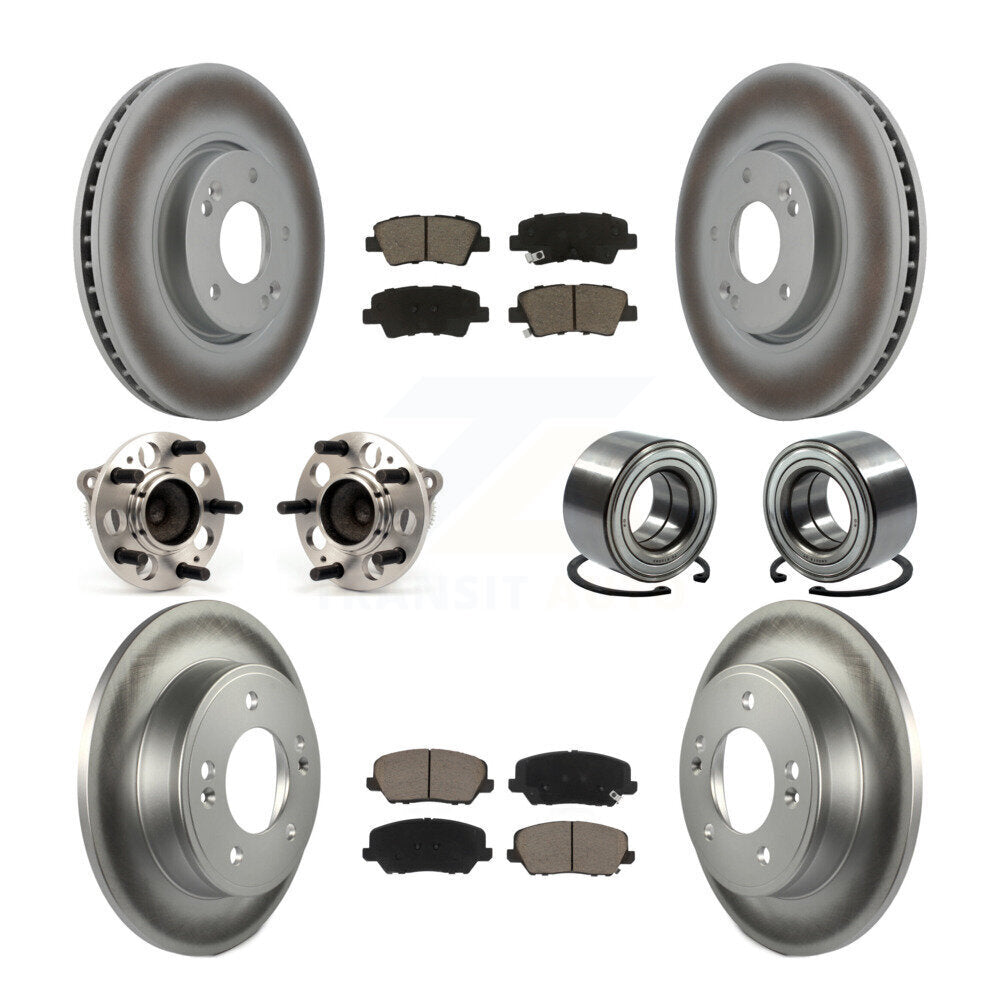 Kit de rotors et plaquettes de frein revêtus de roulement de moyeu avant et arrière (10 pièces) pour Hyundai Veloste