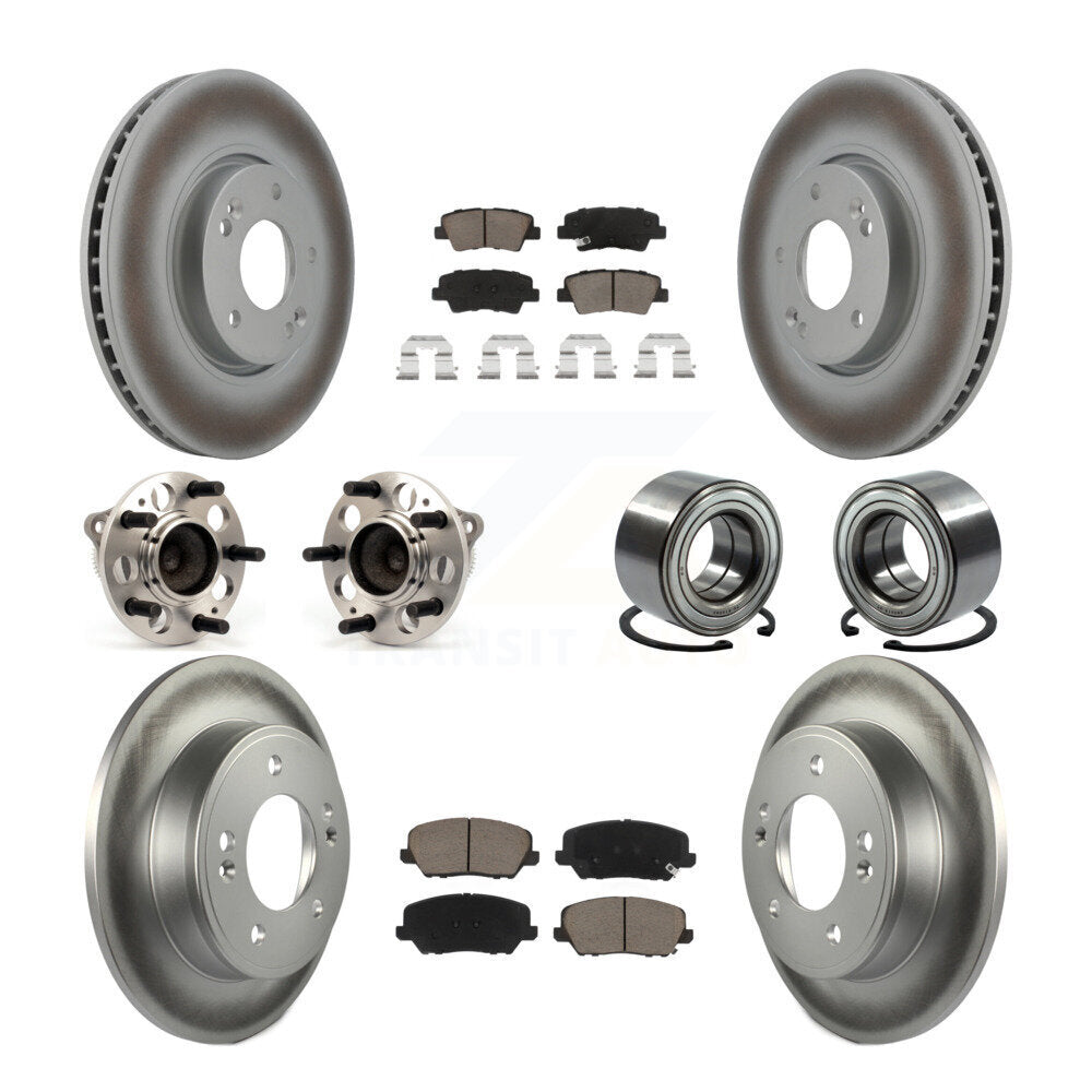 Kit de rotors et plaquettes de frein revêtus de roulement de moyeu avant et arrière (10 pièces) pour Kia Forte Forte