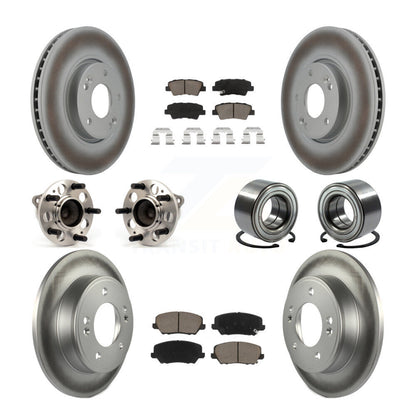 Kit de rotors et plaquettes de frein revêtus de roulement de moyeu avant et arrière (10 pièces) pour Kia Forte Forte