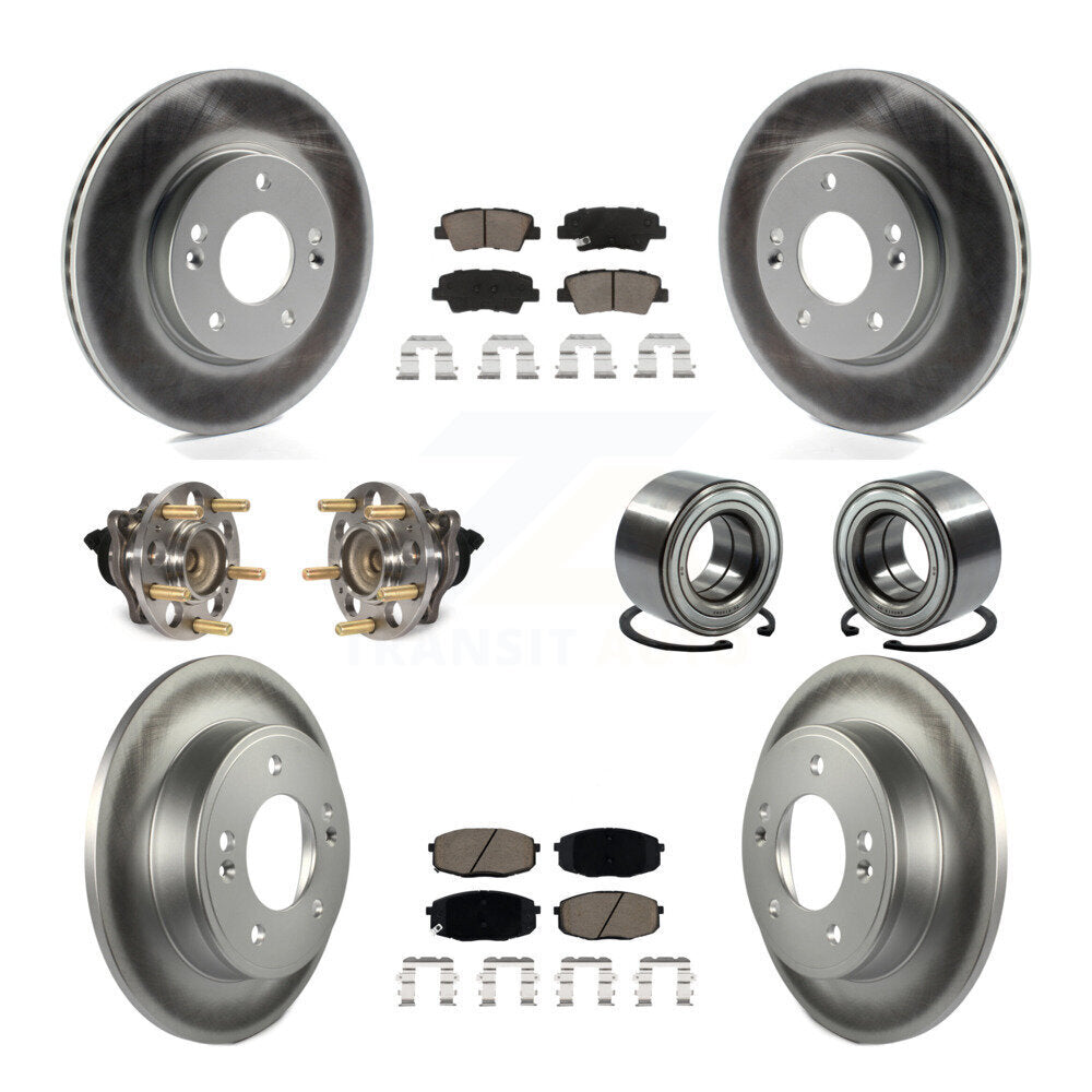 Kit de plaquettes de rotor de frein enduites de roulement de moyeu avant et arrière (10 pièces) pour Kia Sou 2014 – 2016
