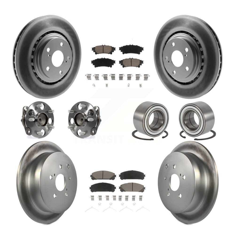 Kit de rotor et de plaquettes de frein revêtus de roulement de moyeu avant et arrière (10 pièces) pour Toyota Sienna FW