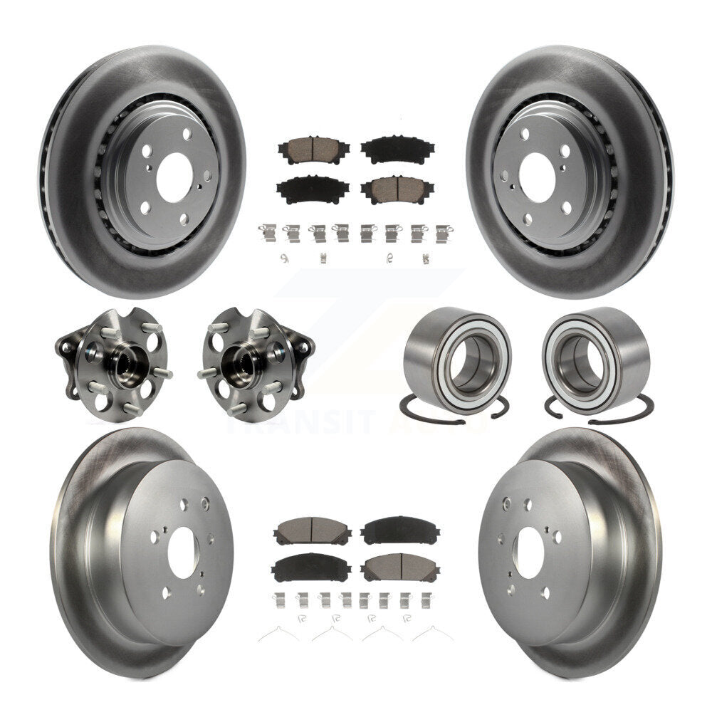 Kit de rotor et de plaquettes de frein revêtus de roulement de moyeu avant et arrière (10 pièces) pour Toyota Sienna AW