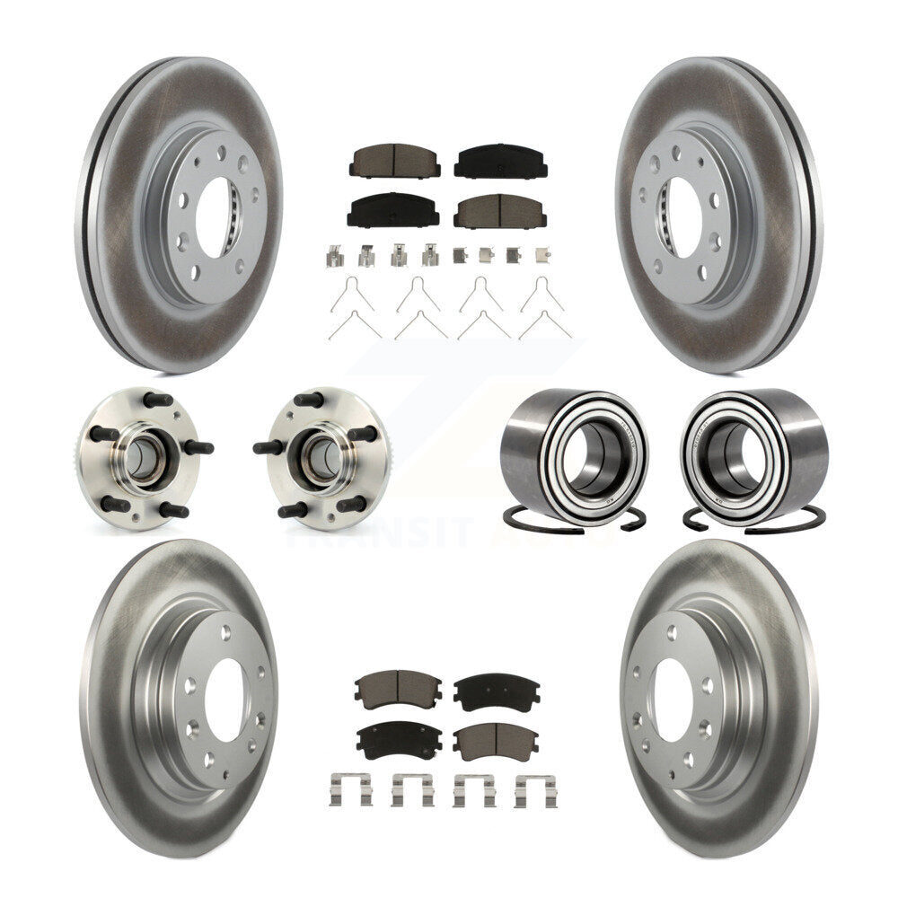 Kit de rotors et plaquettes de frein à disque revêtus de roulements de moyeu avant et arrière (10 pièces) pour Mazda