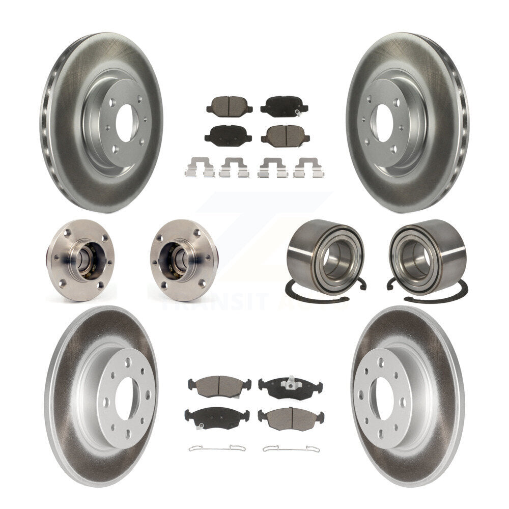 Kit de rotors et plaquettes de frein à disque revêtus de roulement de moyeu avant et arrière (10 pièces) pour Fiat 50
