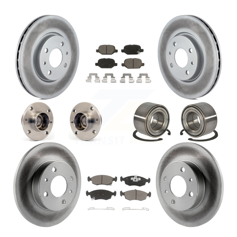 Kit de rotors et plaquettes de frein à disque revêtus de roulement de moyeu avant et arrière (10 pièces) pour Fiat 50
