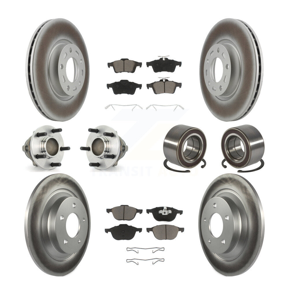 Kit de rotors et plaquettes de frein à disque revêtus de roulements de moyeu avant et arrière (10 pièces) pour Mazda