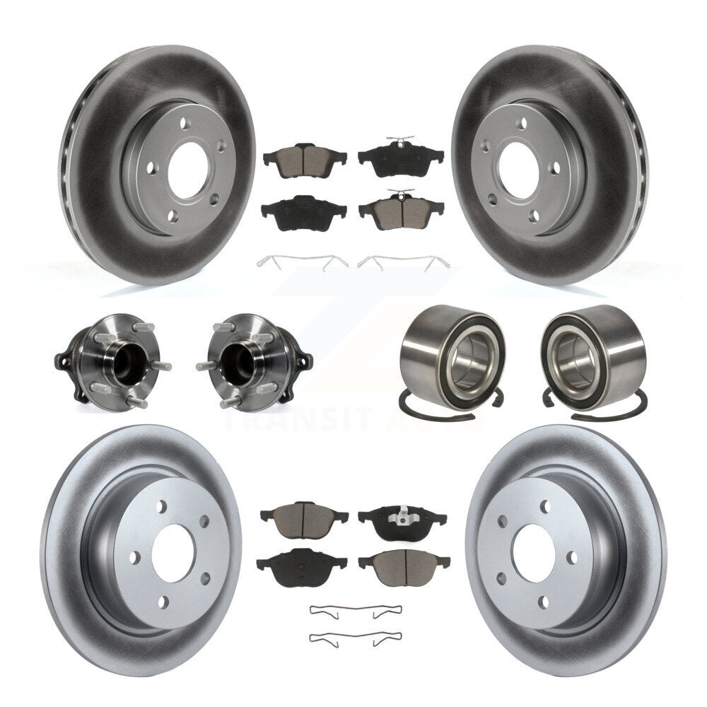 Kit de rotor et de plaquettes de frein à disque revêtus de roulement de moyeu avant et arrière (10 pièces) pour Ford c-ma