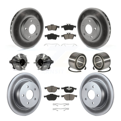 Kit de rotor et de plaquettes de frein à disque revêtus de roulement de moyeu avant et arrière (10 pièces) pour Ford c-ma