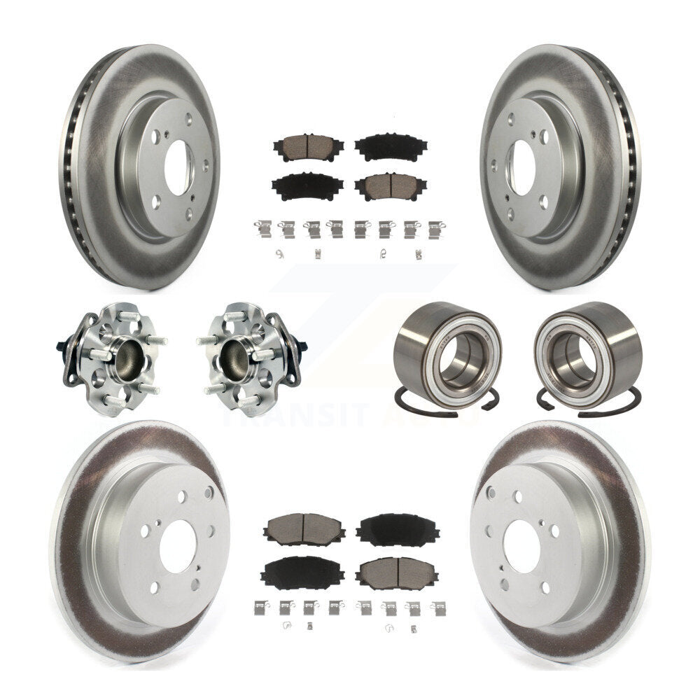 Kit de plaquettes de rotor de frein, roulement de moyeu avant et arrière (10 pièces) pour Toyota Prius 17-18