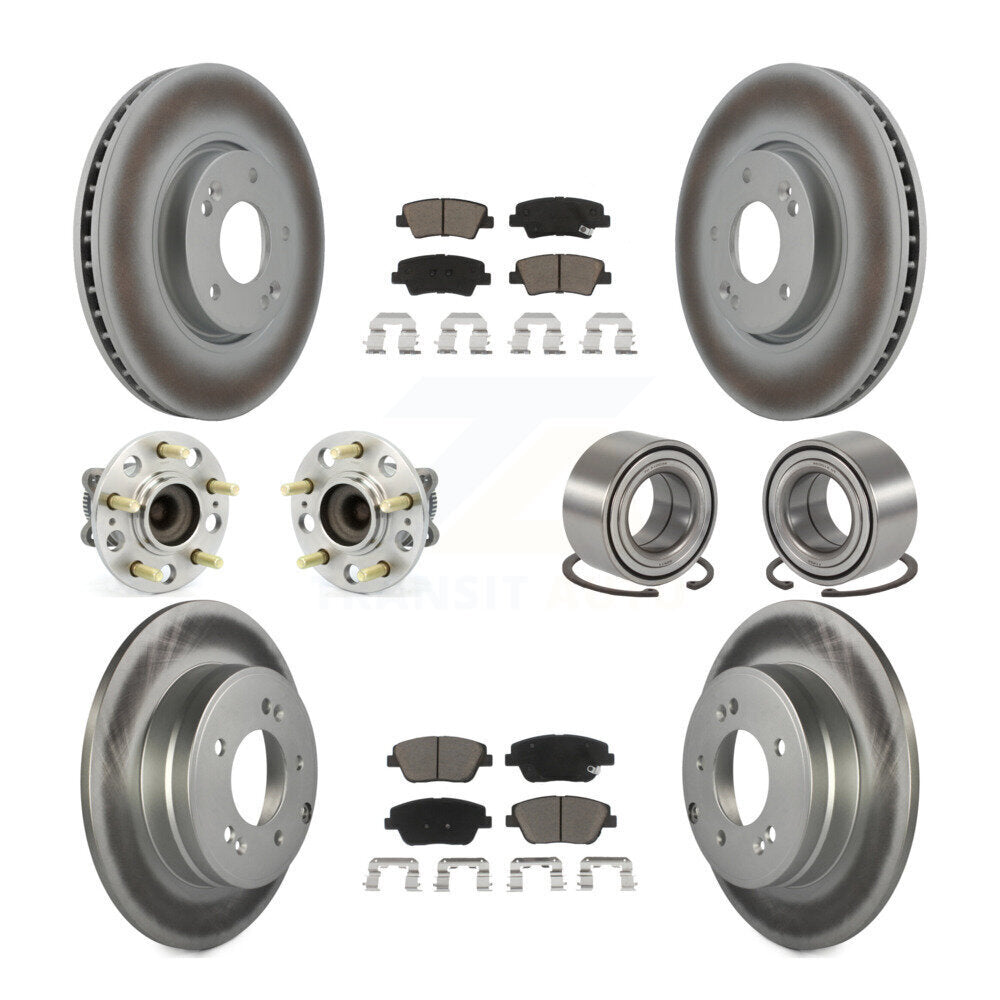 Kit de plaquettes de rotor de frein enduites de roulement de moyeu avant et arrière (10 pièces) pour Hyundai Sonata Ki