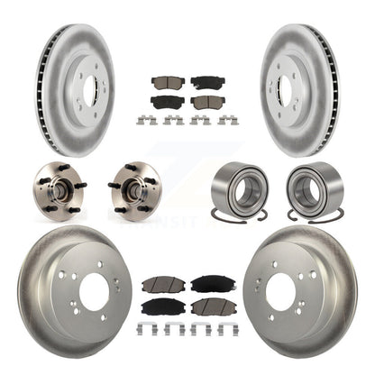 Kit de rotors et plaquettes de frein revêtus de roulement de moyeu avant et arrière (10 pièces) pour Hyundai Santa F