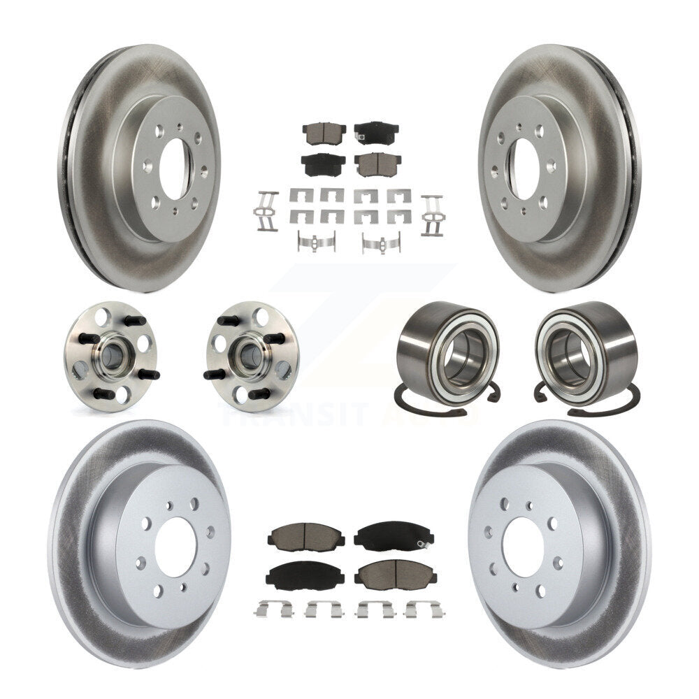 Kit de plaquettes de rotor de frein enduites de roulement de moyeu avant et arrière (10 pièces) pour Acura E 2001 – 2005