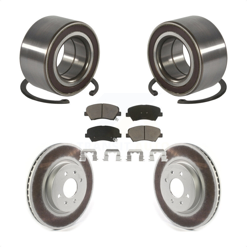 Kit de rotors de frein à disque enduits de roulement de roue avant et de plaquettes en céramique pour Kia Rio