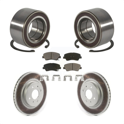 Kit de rotors de frein à disque enduits de roulement de roue avant et de plaquettes en céramique pour Kia Rio