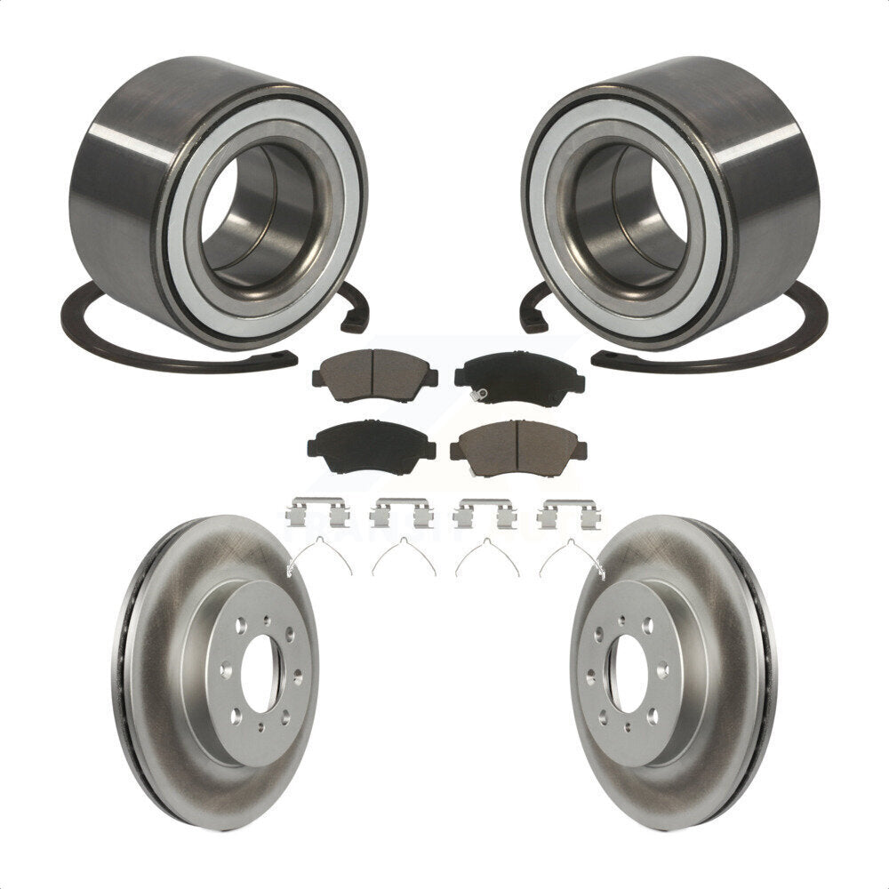 Kit de rotors de frein à disque enduits de roulement de roue avant et de plaquettes en céramique pour Honda Fit