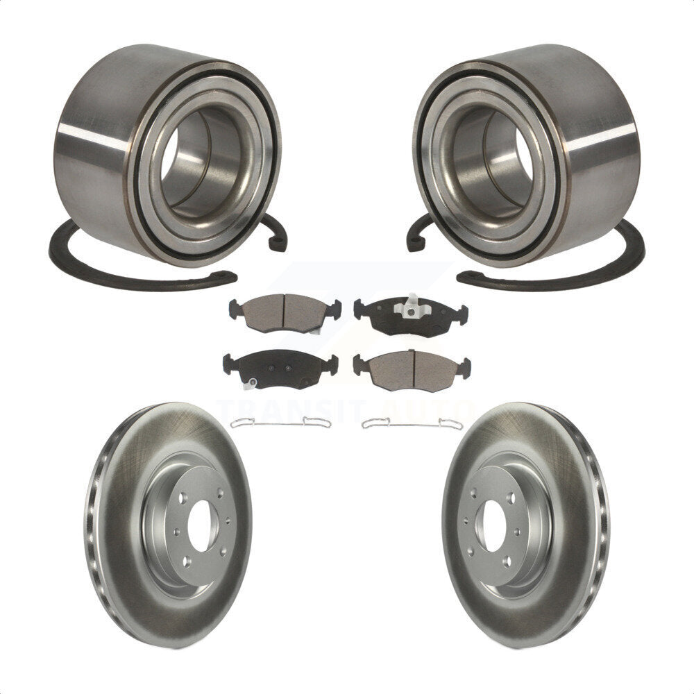 Kit de rotors de frein à disque enduits de roulement de roue avant et de plaquettes en céramique pour Fiat 500