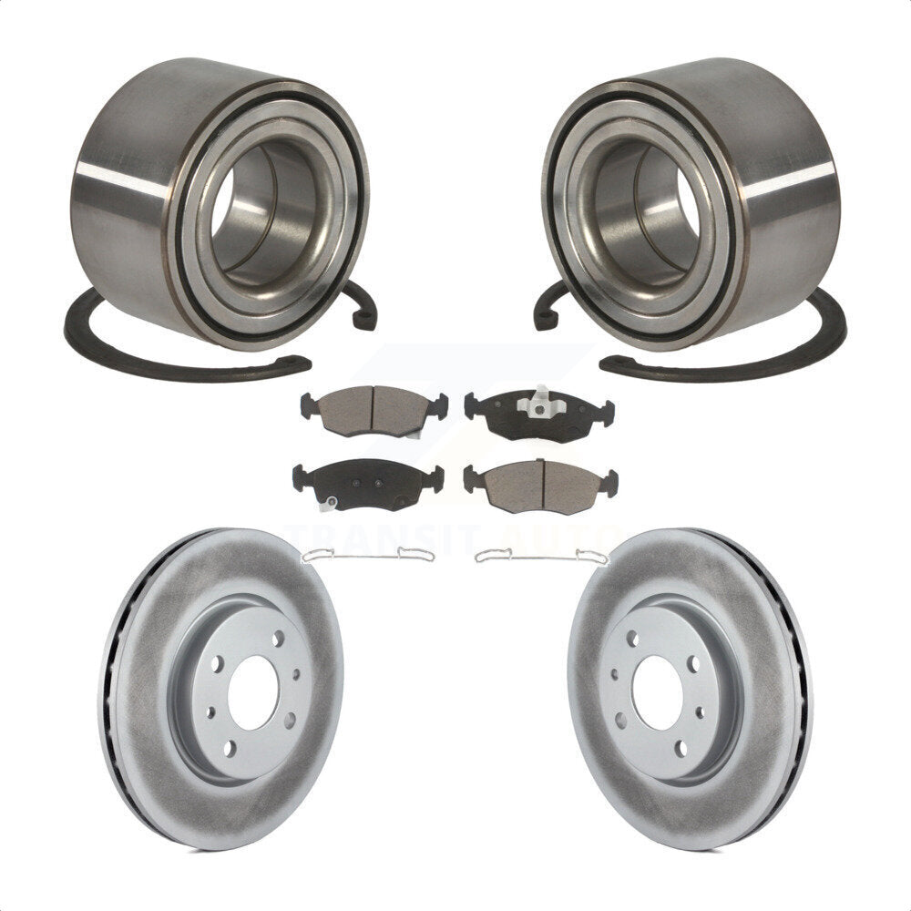 Kit de rotors de frein à disque enduits de roulement de roue avant et de plaquettes en céramique pour Fiat 500