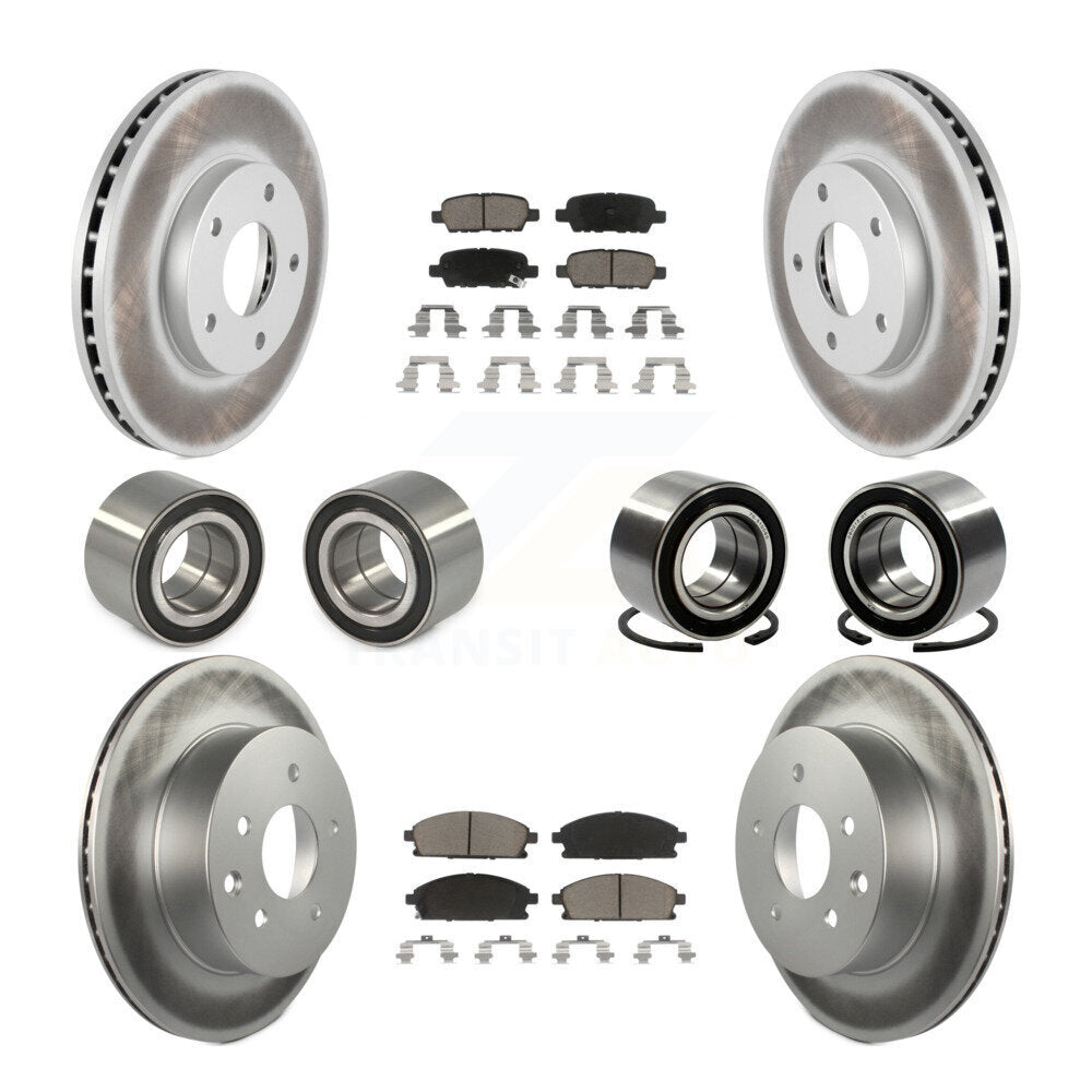 Kit de rotor et de plaquettes de frein à disque revêtus de roulement avant et arrière (10 pièces) pour Nissan x-trai